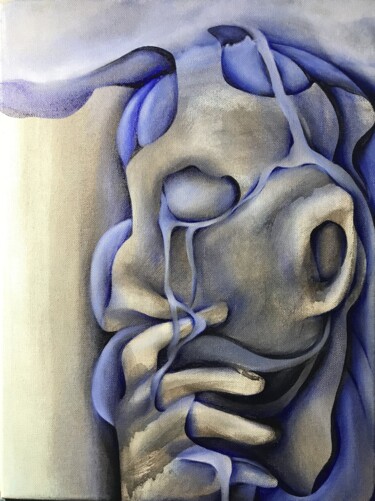 Painting titled "Le masque du silence" by Fabrice Kocurek, Original Artwork, Oil Mounted on Wood Stretcher frame