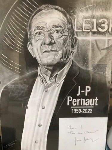 Drawing titled "Jean Pierre Pernaut" by Fabrice Laurent, Original Artwork, Pencil