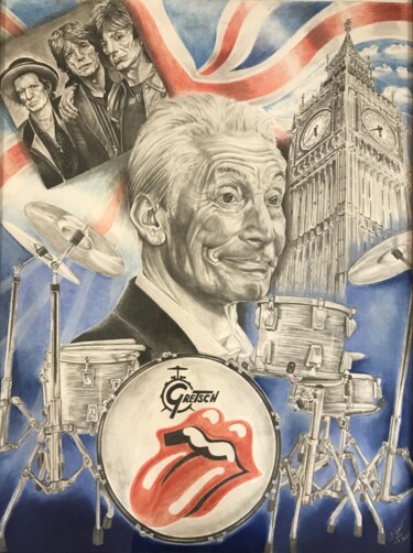 Disegno intitolato "The Rolling Stones…" da Fabrice Laurent, Opera d'arte originale, Pastello