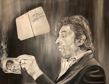 Pintura intitulada "Gainsbourg et son b…" por Fabrice Laurent, Obras de arte originais, Óleo