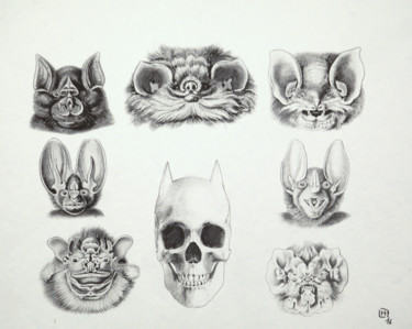 Dessin intitulée "Batman's Skull" par Fabrice Le Hénanff, Œuvre d'art originale, Autre