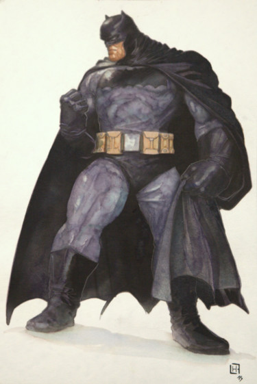 Dessin intitulée "Batman" par Fabrice Le Hénanff, Œuvre d'art originale, Encre