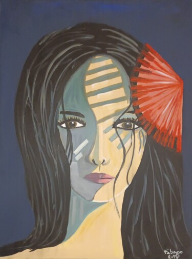 Painting titled "Le Portrait M." by Fabrice Meslin (Fabzoo), Original Artwork, Acrylic Mounted on Wood Stretcher frame
