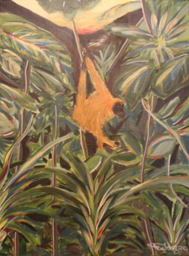 Картина под названием "L'Orang-outan" - Fabrice Meslin (Fabzoo), Подлинное произведение искусства, Акрил Установлен на Дерев…