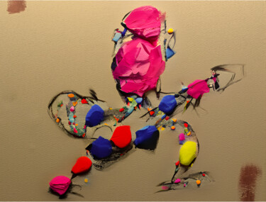 Digitale Kunst getiteld "Le guitariste" door Fabrice Meslin (Fabzoo), Origineel Kunstwerk, AI gegenereerde afbeelding