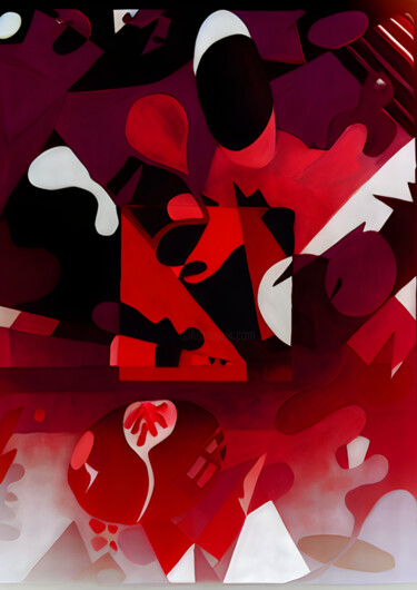 Digitale Kunst getiteld "cité rouge" door Fabrice Meslin (Fabzoo), Origineel Kunstwerk, AI gegenereerde afbeelding
