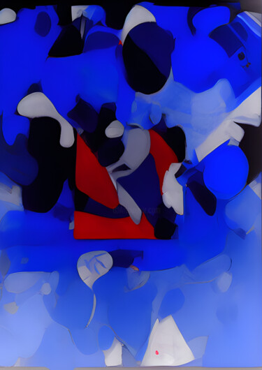 Digital Arts titled "Cité bleue rouge pop" by Fabrice Meslin (Fabzoo), Original Artwork, AI generated image