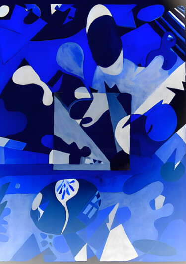 Arts numériques intitulée "Cité bleue" par Fabrice Meslin (Fabzoo), Œuvre d'art originale, Image générée par l'IA