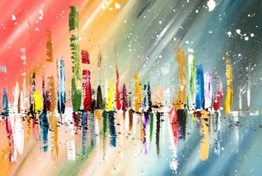 Painting titled "Concrete jungle" by Fabrice Anglade, Original Artwork, Acrylic