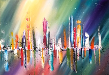 Painting titled "Sprawl II" by Fabrice Anglade, Original Artwork, Acrylic Mounted on Wood Stretcher frame