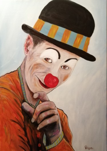 Peinture intitulée "Clown" par Fabrice Pavageau, Œuvre d'art originale, Huile