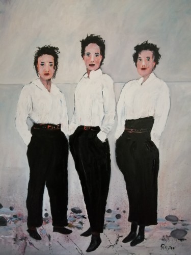 Peinture intitulée "3 femmes" par Fabrice Pavageau, Œuvre d'art originale, Huile