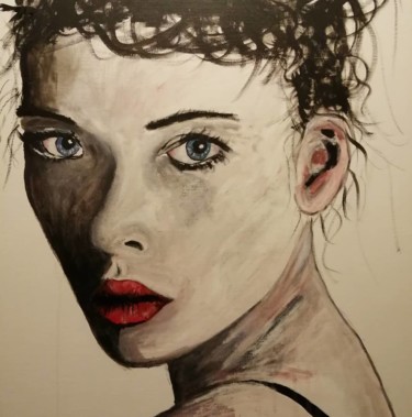 Peinture intitulée "jeune fille" par Fabrice Pavageau, Œuvre d'art originale, Huile