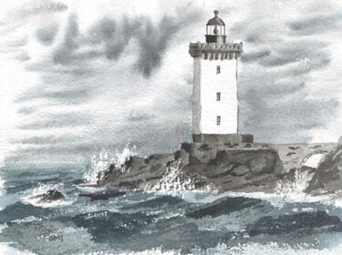 Pintura titulada "phare du conquet -F…" por Fabrice Richard, Obra de arte original