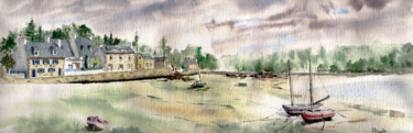 「Port-la-Forêt Morbi…」というタイトルの絵画 Fabrice Richardによって, オリジナルのアートワーク, 水彩画