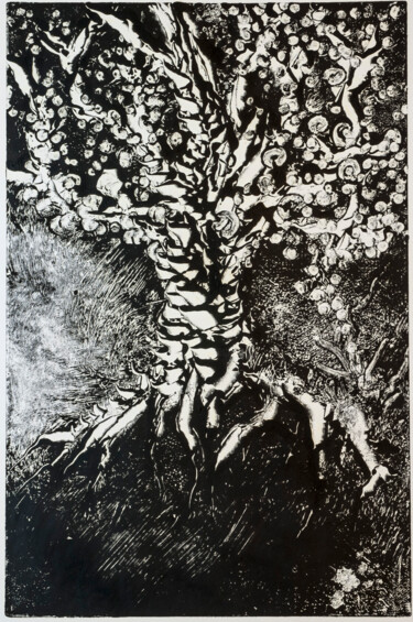 Printmaking titled "Racines Arborescent…" by Fabrice Rivière, Original Artwork, Monotype