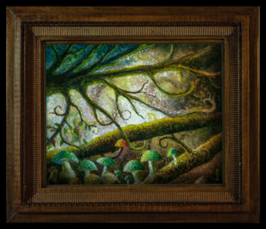 Peinture intitulée "Les champignons ble…" par Fabrice Rivière, Œuvre d'art originale, Huile