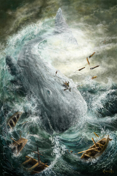 Digitale Kunst getiteld "Moby-Dick (étude)" door Fabrice Rivière, Origineel Kunstwerk, Digitaal Schilderwerk