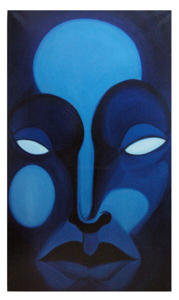 Schilderij getiteld "Bleu N°10" door Fabrice Vandevelde (Mr.Bleu), Origineel Kunstwerk, Olie