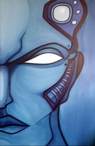 Картина под названием "Bleu N°13" - Fabrice Vandevelde (Mr.Bleu), Подлинное произведение искусства, Масло