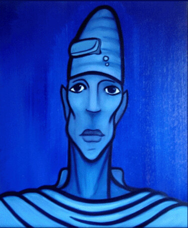 Картина под названием "Bleu N°19" - Fabrice Vandevelde (Mr.Bleu), Подлинное произведение искусства, Масло