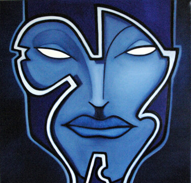 Картина под названием "Bleu N°26 - CLOSE U…" - Fabrice Vandevelde (Mr.Bleu), Подлинное произведение искусства, Масло