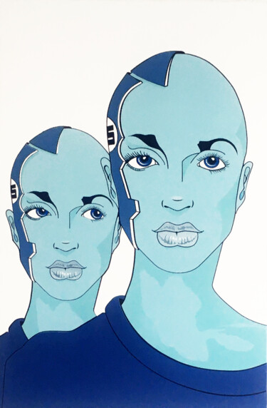 Malarstwo zatytułowany „Bleu N°47” autorstwa Fabrice Vandevelde (Mr.Bleu), Oryginalna praca, Farba w spray'u