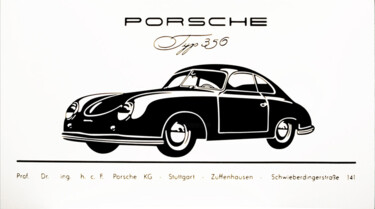 Painting titled "Porsche typ 356 (19…" by Fabrice Vandevelde (Mr.Bleu), Original Artwork, Stencil