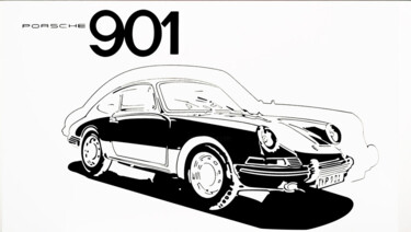 Pittura intitolato "Porsche typ 901. No…" da Fabrice Vandevelde (Mr.Bleu), Opera d'arte originale, Spray