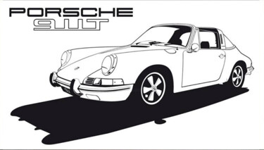 Peinture intitulée "Porsche typ 911 T T…" par Fabrice Vandevelde (Mr.Bleu), Œuvre d'art originale, Pochoir