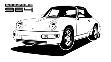 Pintura titulada "Porsche typ 964 (à…" por Fabrice Vandevelde (Mr.Bleu), Obra de arte original, Estarcido