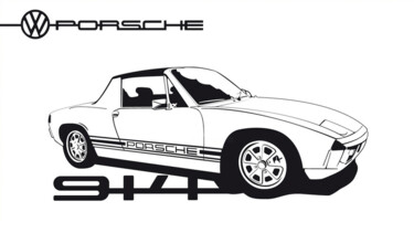Peinture intitulée "Porsche typ 914 (19…" par Fabrice Vandevelde (Mr.Bleu), Œuvre d'art originale, Pochoir