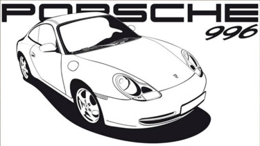Painting titled "Porsche typ 996 Pha…" by Fabrice Vandevelde (Mr.Bleu), Original Artwork, Stencil