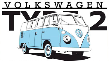 Malerei mit dem Titel "Volkswagen typ 2 Co…" von Fabrice Vandevelde (Mr.Bleu), Original-Kunstwerk, Schablone