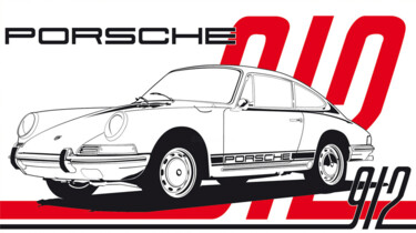 Malarstwo zatytułowany „Porsche typ 912 S (…” autorstwa Fabrice Vandevelde (Mr.Bleu), Oryginalna praca, Szablon