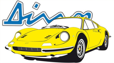 Painting titled "Ferrari Dino 246 GT…" by Fabrice Vandevelde (Mr.Bleu), Original Artwork, Stencil