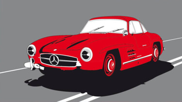 Painting titled "Mercedes - Benz 300…" by Fabrice Vandevelde (Mr.Bleu), Original Artwork, Stencil