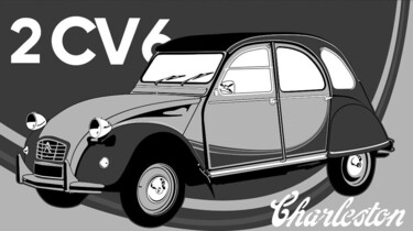 Painting titled "Citroën 2CV6 Charle…" by Fabrice Vandevelde (Mr.Bleu), Original Artwork, Stencil
