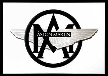 Peinture intitulée "Emblème Aston Marti…" par Fabrice Vandevelde (Mr.Bleu), Œuvre d'art originale, Pochoir Monté sur Châssis…
