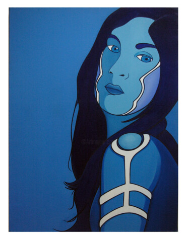Peinture intitulée "Bleu N° 32" par Fabrice Vandevelde (Mr.Bleu), Œuvre d'art originale, Huile