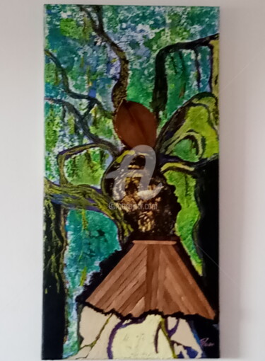 Painting titled "Banian" by Fabrice Ycard, Original Artwork, Acrylic Mounted on Wood Stretcher frame