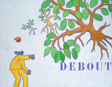 Картина под названием "Debout" - Fabrice Réhel, Подлинное произведение искусства, Акрил