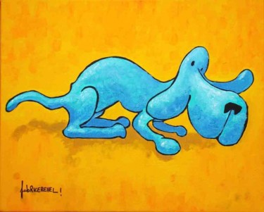 Peinture intitulée "Un Chien Bleu" par Fabrice Réhel, Œuvre d'art originale