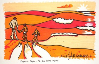 Tekening getiteld "vue-des-dunes" door Fabrice Réhel, Origineel Kunstwerk
