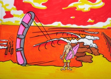 Dessin intitulée "good-spot-kite-isma" par Fabrice Réhel, Œuvre d'art originale