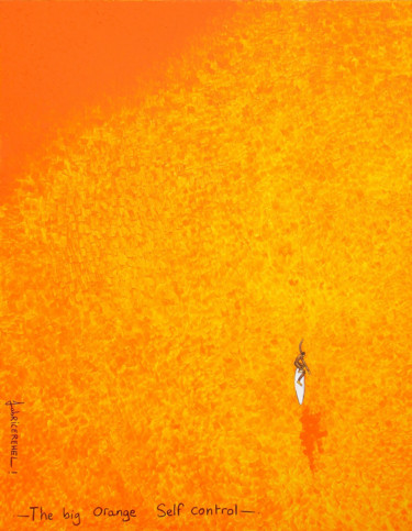 Pittura intitolato "THE BIG ORANGE SELF…" da Fabrice Réhel, Opera d'arte originale, Acrilico