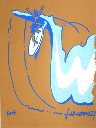 Zeichnungen mit dem Titel "24X32-BROWN-WAVE" von Fabrice Réhel, Original-Kunstwerk
