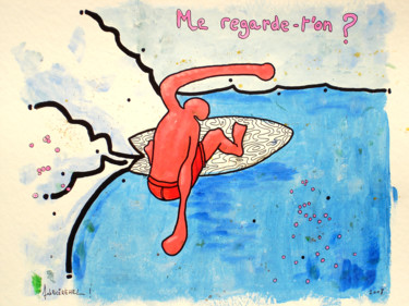 Dessin intitulée "32X41-REGARDE" par Fabrice Réhel, Œuvre d'art originale, Aquarelle
