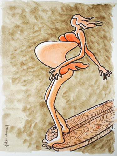 Dessin intitulée "Enceinte" par Fabrice Réhel, Œuvre d'art originale