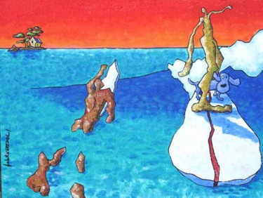 Peinture intitulée "Two surfers and a b…" par Fabrice Réhel, Œuvre d'art originale, Acrylique